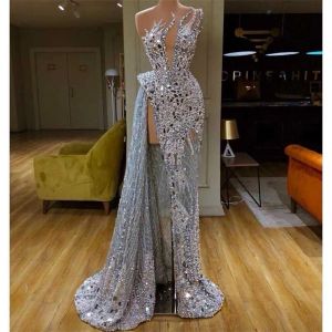 Sukienki sukienki na imprezę Seksowną syrenę Prom bez ramiączki cekiny Vdeep ręcznie koralikowe sukienki na bal mat