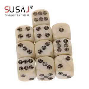 Dice Games 10pcs Round Corners 6-sided D6 Dice Set 16mm Acrylic Ivory Dice For Board Game Entertainment Party Cubes Mahjong Accessories s2452318