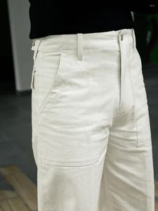 Męskie spodnie retro kombinezon wysoko taliny luźne, proste biały OG107 Bread American Navy Deck