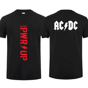 Men's T-Shirts 2024 Hot Sale Summer 100% Cotton Legendary Band AC Power Up DC Black T Shirt Men Short Sleeves Cool Hip Hop Streetwear T-shirt z240531