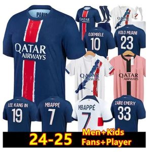 2023 2024 2025 Maillots de Football Paris Soccer Jerseys Mbappe Lee Kang in Hakimi 23 24 25 Paris Football Shirt M.Asensio O.Dembele Maillot Foot Men Kids Kids