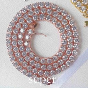 Mode smycken hiphop halsband passera diamant testare 5mm vvs moissanite is ut tenniskedja för män kvinnor 3b1