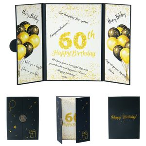 Black Gold 60th Birthday Party Decorations, Signature Guest Book for Cheers to 60 Years Old Gifts 60 Birthday Signing card