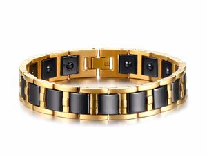 Högkvalitativa män armband blackgold färg rostfritt stål med svart keramisk magnetisk armband armband för män4652956