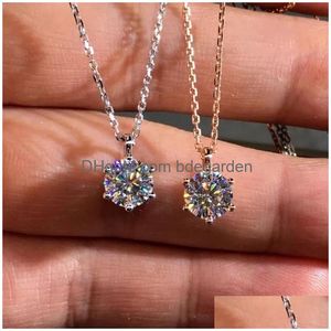 펜던트 목걸이 클래식 시어 컬러 1ct Moissanite Solitaire Six Claw Diamond Pendant Necklace Jewelry 선물 드롭 배달 DHXEV