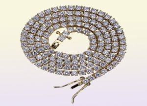 Mrożone łańcuchy luksus designerski męski naszyjnik bioder biżuteria złota srebrna bling diamentowy łańcuch tenisowy raper moda Hiphop AC2123196