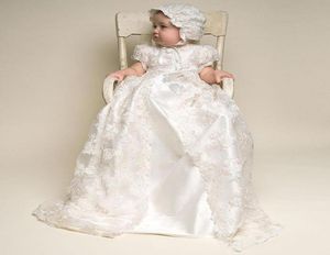 Vintage Christening Gowns with Lovely Jewel Neckline and Short Sleeve Taffeta Lace Christening Dresses Baptism Robe Buy One 8189242