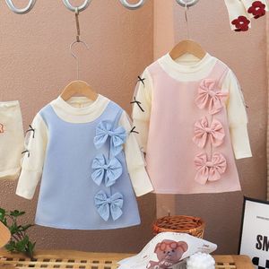 Girls' and Autumn 2024 New Princess Spring Baby's First Birthday Party Small Fragrant Bowknot Dress L2405 L2405