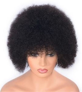 Afro Kinky Curly Human Hair Wig for Black Women Short Brazilian Lace Front Wigs Natural Color Remy Hair 8 inch7559110
