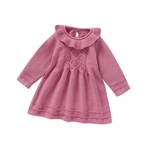 Kolor stały kolorowy Doll Baby Girls Sukienki z kolanami dzianina akrylowa 6-36 miesięcy niemowlęta miękkie spódnice księżniczki L2405