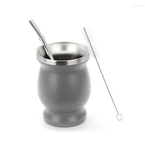 Mugs Stainless Steel Tea Cup Set For Insulated Straw Simple