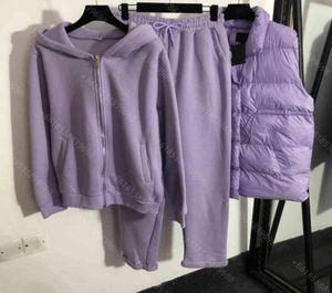 Fashion women clothes sets 22FW Apparel hoodie down 3 piece suit 10 colors XL long sleeve hoodei sweater casual pants down vest su1609510