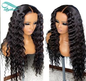 BYTHAIR DEK FALE BEZPIECZNE Koronkowe przednie ludzkie włosy peruki dla czarnych kobiet brazylijskie dziewicze włosy pełne koronki z dziecięcymi włosami3845044