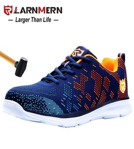 Larnmern Lightweight Breseable Men Safety Shoes男性用スチールトーワークシューズ反射L6758900を使用して構造スニーカー