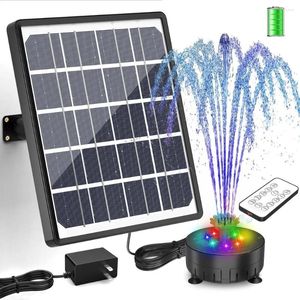 Garden Decorations 8W Solar Fountain Pump With 3000mAh Battery DIY Rechargeable Water LED Colorful Lights 2024 Upgraded