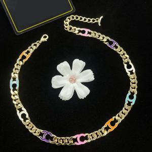 New Fashion Designer 18k gold letter Chokers Necklace Women Top quality exquisite simple designer enamel silver Cuban chain necklace jewelry gift