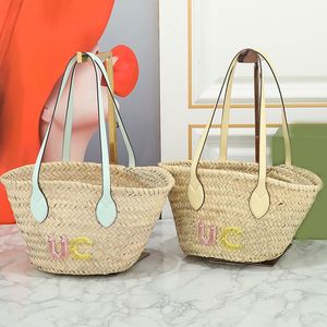 Designer Tote Bag Straw Beach Bag Handbag Straw Weave Large Capacity Colourful Letter Decoration Clutch Bag Luxury Lady Shopping Bag Fashion Full Vacation Bag