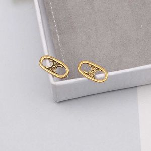 Design exclusivo Celins Brincos clássicos não desbotam Brincos de ouro Prazados de ouro