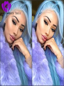 Modna część niebieska Symulacja Kolor Human Hair Koronna przednia peruka z dziecięcym włosami Cosplay Perruque syntetyczne koronkowe peruki dla kobiet98637379692215