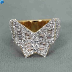 Vår nya Hot Sale lyxiga stilfulla designer Hip Hop Ring i 14kt gult guld med labbodlade diamanter med förbättrad VVS -tydlighet