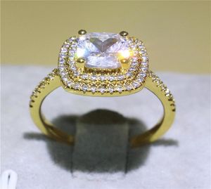 Женщины Женщины Свадебные украшения желтого золота Кольцо Кольцо Солятеринка Смоделированная бриллиантовые кольца пальцев для свадебного вечного размера подарка 1925132