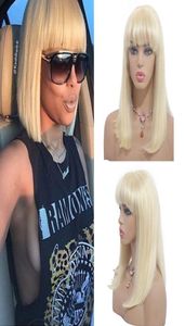 Ash Blonde Human Hair Peruka z grzywką prosto dziewicze Europejskie Europejskie, pełne koronkowe peruka z przodu kolor 6132000830