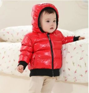 Down Coat Baby Jacket Cotton-padded Child Winter Thicken Hooded Solid Color Boys Girls Outwear Tkxta