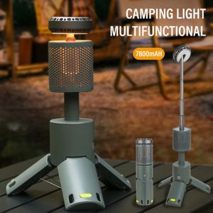 LED Outdoor Camping Light UBS Laddning Justerbar färg och temperatur utomhus bärbar ljus IP65 Vattentät utdragbar 240514