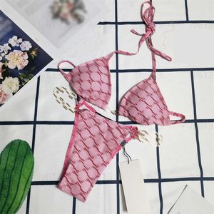 Lüks bikini mayolar tasarımcı mayo giysileri küçük kokulu mektup kamisole iç çamaşırı üçgen külot yaz seksi kadın bikini seti
