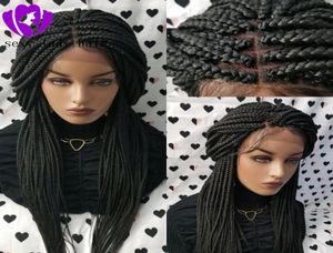 Fully Hand Braided Handmade Braid Wig Lace Front Wigs blackbrownblonde ombre color box braids with baby hair for africa women3224065