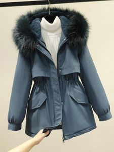 Damski okopa płaszcza zimowa kurtka Koreańska moda luźna w dół płaszcz swobodny, duży ciepły park z kapturem bawełniany puffer 2024