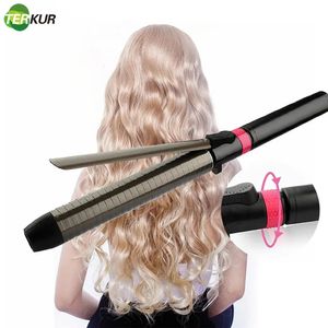 Professionell curler med roterande Curling Iron Rod Electric Gas Stone Ceramic Anti Slip Isolation Tips och Wave Maker Styling Tool 240510