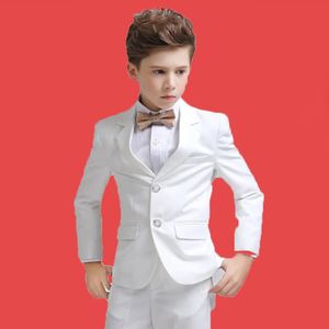 Формальный костюм для мальчиков для свадебных детей белые вечеринки блейзерс брюки наряд крещения детские костюмы джентльмены подростки для выпускного прокурора набор 240531