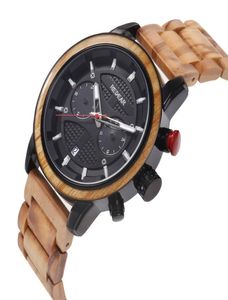 Luxury Metal Wood Watch for Men Chronograph Multifunktionell kalender Datum Mens Trä Metal Band Strap Man Male Wristwatch Quartz 5464200