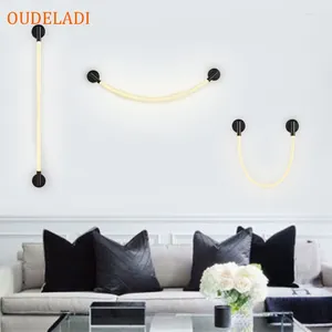 Wall Lamp DTY Art Decor Modern LED Living Room Long Line Silicone Luminaire Nordic Creative Bedroom Bedside Sconce