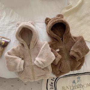 Jaquetas 2024 inverno bebê manga comprida casaco com capuz infantil garotinha grossa com zíper de lã de lã de zíper para crianças luxuosas para crianças roupas quentes qbxpa
