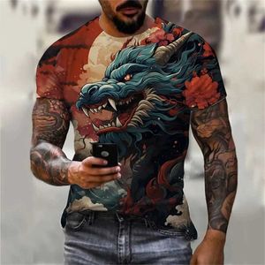 Men's T-Shirts Mens Hip Hop T-shirt Dragon 3D Printed Short Sleeve Summer Casual Clothing Man Personalized Streetwear Harajuku O-Neck Top Tees z240531