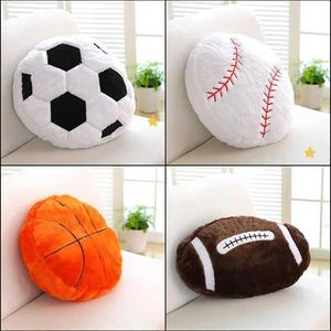 Stuffed Plush Animals Football shaped wool pillow home decoration living room soft filling toy childrens creative football plush throw pillow T240531
