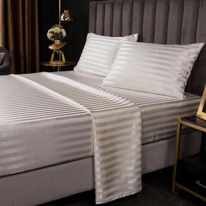 Sheet 3/4 piece deluxe large bed sheet set satin black bed sheet cover pillowcase flat double bed sheet 240528