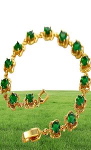Zümrüt bilezik köpüklü mücevher 18k sarı altın dolu kızlar kadın bileklik zinciri hediye 18cm uzunluğunda güzel hediye274R2645980
