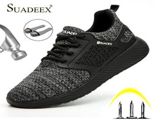 SUADEEX Unisex Men Women Safety Shoes Steel Toe Puncture Proof Work Shoes Lightweight Outdoor Breathable Construction Boots Men9091240