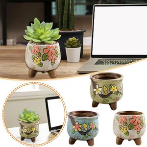 1PCS mięsisty kwiatowy garnek Koreański prosty ceramiczny ręcznie malowany gruboziarnisty brzoskwiniowy przepuszczalny kciuk ceramiki jajo fre h6w6 240529