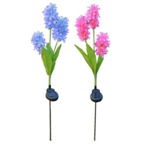 4pcs outdoor decorative 3led solar lamp hyacinth flower for lawn patio driveway path Landscape Lighting Waterproof A01 212N