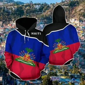 Мужские толстовины 2024 3D -печать весна и осенью гаитянская капюшона Хауди Хараджуку модная уличная куртка повседневная куртка