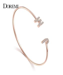 DOREMI Custom Letter Bracelet Baby bangle Zirconia Pave Setting Initial bracelet Child Adult size for Unique Cuff Jewelry 2103307460470