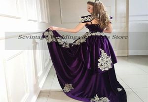 Sevintage High Neck Mermaid 3 Pieces Evening Dress with Overskirt Velour Gold Lace Formal Dress vestido de noiva Algerian Outfit L2467747