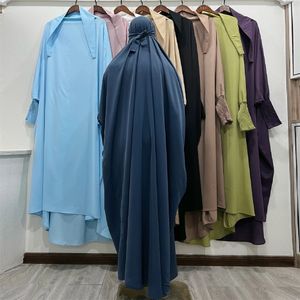 En bit ramadan muslimsk khimar bön hijab plagg kvinnor eid huva abaya full täcke långärmad klänning islam dubai blygsam mantel 240529