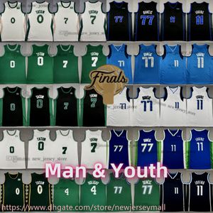 2023-24 Finals 0 Jayson Tatum Jersey New City Basketball 7 Jaylen Brown 77 Luka Doncic 11 Kyrie Irving 4 Jrue Holiday Jersey Green White Blue Shorts Breathable Man Youth