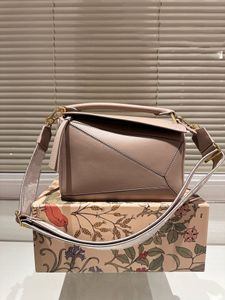 High quality calfskin printed geometry stitching design handbag geometric lines hand bag shopping holiday travel fashion match L