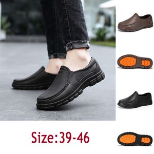 (833) Icke-halkmode Fashion Casual Läder Lazy Man Slip-On Driving Eva Chef Shoes Men's Shoe Cover Feet